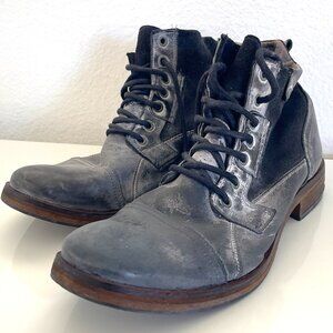 Steve Madden Mens Leather Boots (Size 10US 43EU/Black Gray)